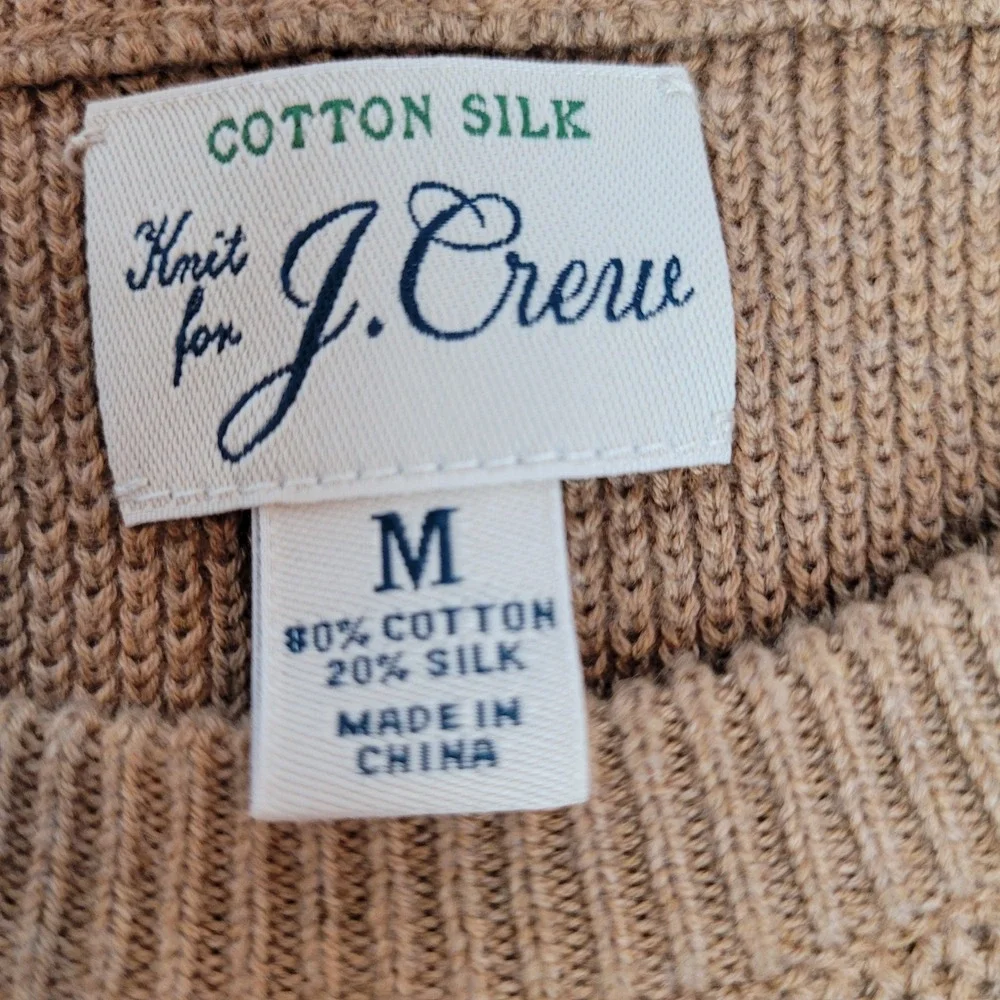J. Crew Sweater Mens Medium Brown Excellent Cotton Silk Textured Knit Crewneck